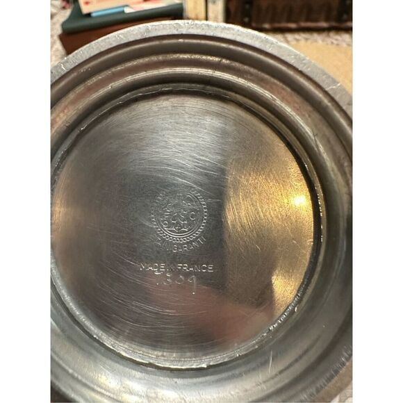 FC Etain Garanti Silver Tone Matte Sugar Bowl with Lid & Handle Made in France - Picture 6 of 9